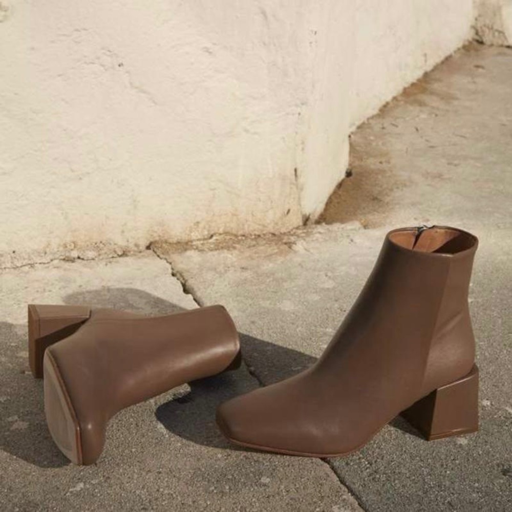 Elegant Brown Ankle Booties with Block Heel
